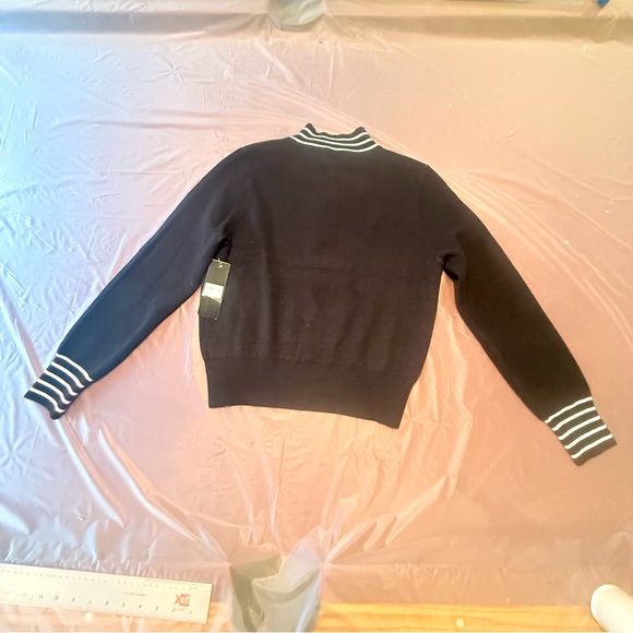 NWT Bebe Black and White Striped Women's Cardigan Size Medium - Picture 3 of 8